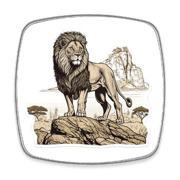 Majestic Lion - Square fridge magnet - white - Front