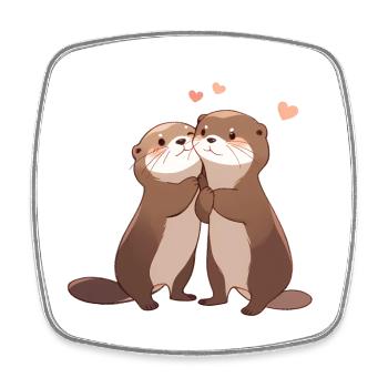 Otter Pärchen - Viereckiger Kühlschrankmagnet - Weiß - Vorne