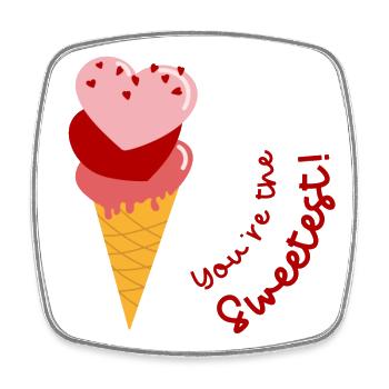 Ice cream cone with hearts You're the Sweetest 2403-1 - Square fridge magnet - white - Front