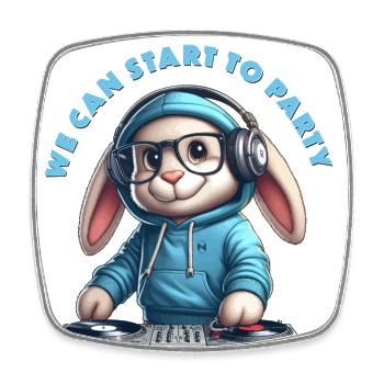 we can start to party - Square fridge magnet - white - Front