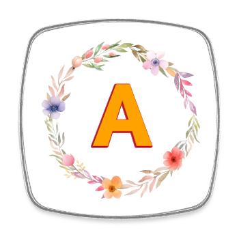 A Monogramm , bunter Blumenkranz - Viereckiger Kühlschrankmagnet - Weiß - Vorne
