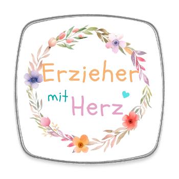Erzieher mit Herz - personalisierbares Design - Viereckiger Kühlschrankmagnet - Weiß - Vorne