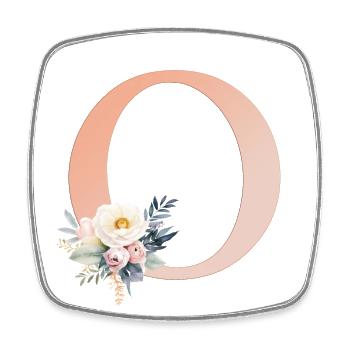 O Monogramm , Floral, Boho - Viereckiger Kühlschrankmagnet - Weiß - Vorne
