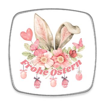 Frohe Ostern Hasenohren Mädchen - Viereckiger Kühlschrankmagnet - Weiß - Vorne
