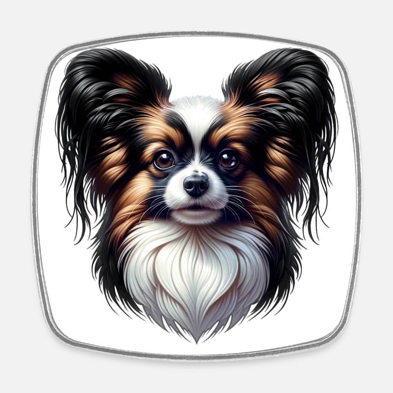 Continental Pygmy Spaniel - coloured - Square fridge magnet - white