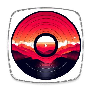 Montagne de vinyle - Magnet carré - blanc - Devant