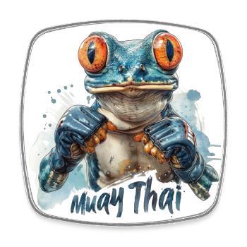 Dynamic elegance: Muay Thai fashion from the city - Square fridge magnet - white - Front