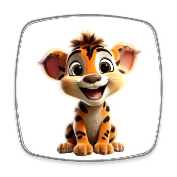 Merry Lion Cub - Square fridge magnet - white - Front