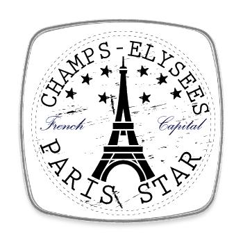 Paris Star Iconic Champs-Elysées Elégance - Magnet carré - blanc - Devant