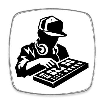 Producteur Hip Hop - Magnet carré - blanc - Devant