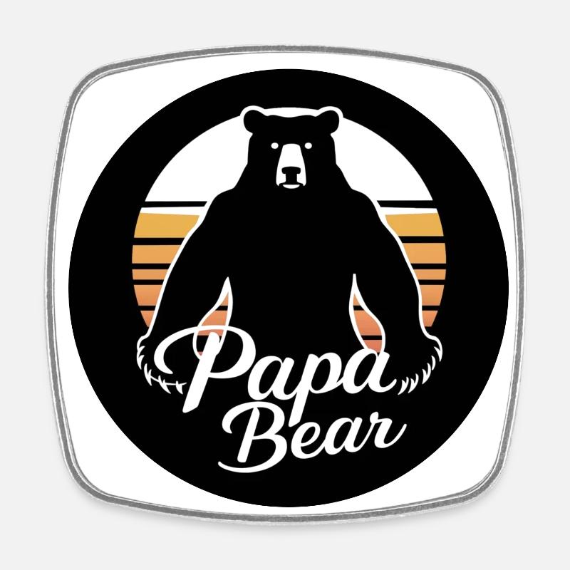 PAPA OURS - Magnet carré - blanc
