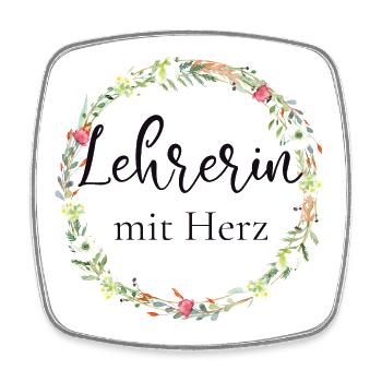 Lehrerin mit Herz - personalisierbar - Viereckiger Kühlschrankmagnet - Weiß - Vorne