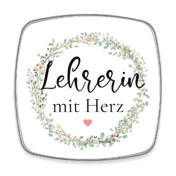 Lehrerin mit Herz - personalisierbar - Viereckiger Kühlschrankmagnet - Weiß - Vorne