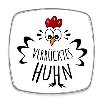 Crazy Chicken - Square fridge magnet - white - Front