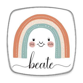 Beate! Regenbogen, personalisierbar - Viereckiger Kühlschrankmagnet - Weiß - Vorne