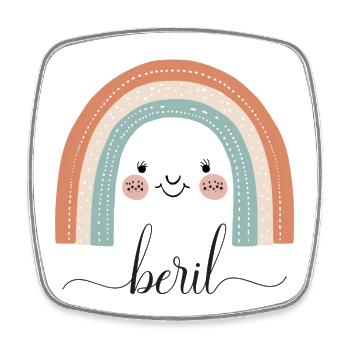 Beril! Rainbow, customizable - Square fridge magnet - white - Front
