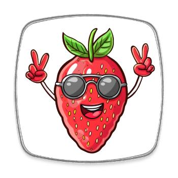 Erdbeere, Sonnenbrille, Sommer, Frucht Peace - Viereckiger Kühlschrankmagnet - Weiß - Vorne
