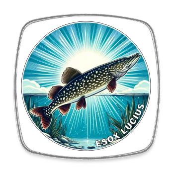 Hecht Angeln Fisch Raubfisch - Viereckiger Kühlschrankmagnet - Weiß - Vorne
