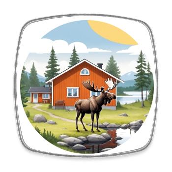 Nature Life Sweden Logo Moose Blog House Nature - Square fridge magnet - white - Front