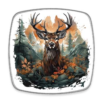 Hirsch-Design - für Jagd, Trachten & Volksfeste - Viereckiger Kühlschrankmagnet - Weiß - Vorne