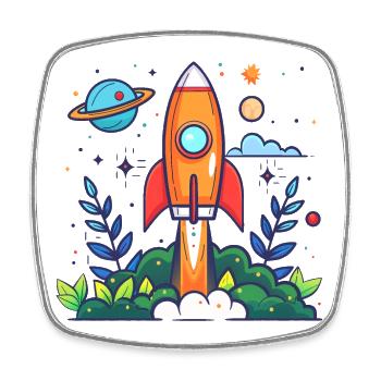 Space Rocket - Square fridge magnet - white - Front