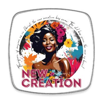 New Creation Corinthians 5 17 black font - Square fridge magnet - white - Front