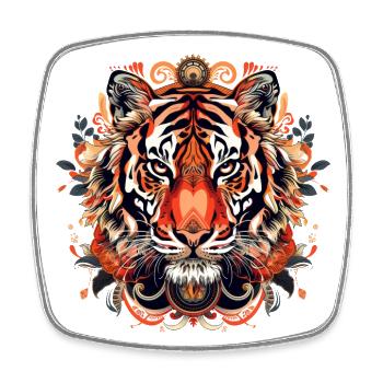 Tiger Multicolored Floral - Square fridge magnet - white - Front