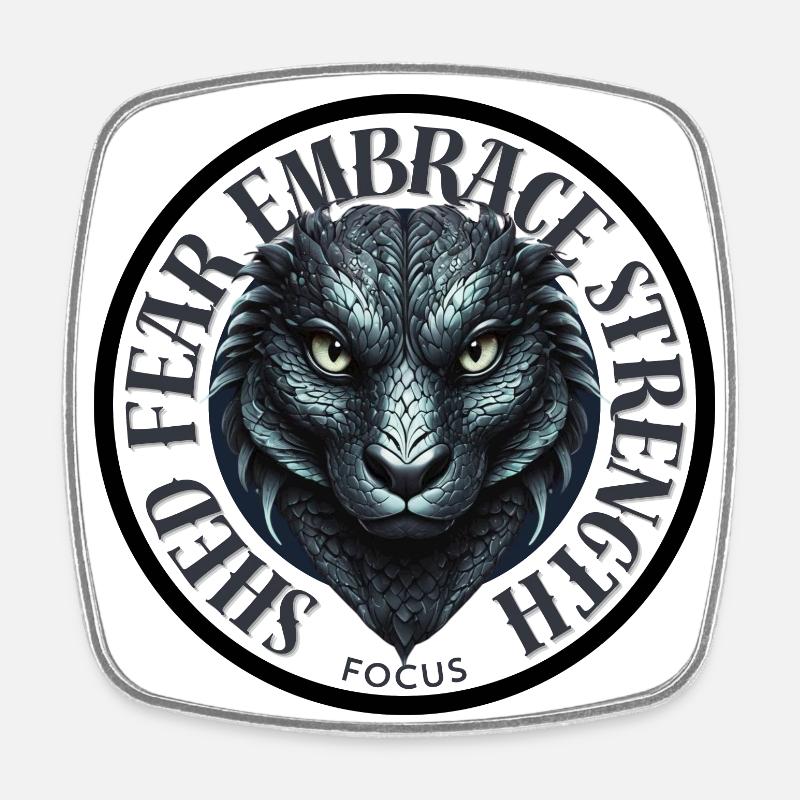 Shed Fear, Embrace Strength - Square fridge magnet - white