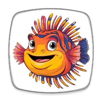 Poisson-lion rieur coloré Poisson corail - Magnet carré - blanc - Devant