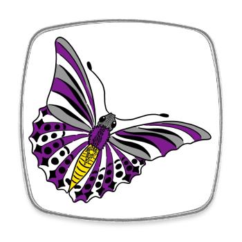 Schmetterling asexual non binary labrys lesbian - Viereckiger Kühlschrankmagnet - Weiß - Vorne