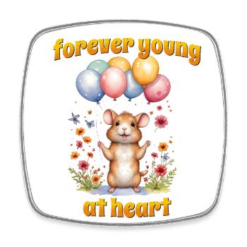 Forever young at heart, happy bday! - Square fridge magnet - white - Front