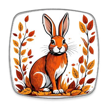 Autumn rabbit - Square fridge magnet - white - Front