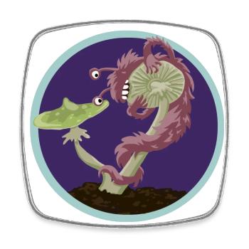 Pilzmonster - Viereckiger Kühlschrankmagnet - Weiß - Vorne