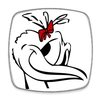 Dame canard - Magnet carré - blanc - Devant