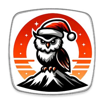 Hibou de Noël coloré drôle avec chapeau de Père Noël - Magnet carré - blanc - Devant