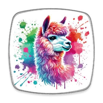 Llama, Alpaca Watercolor - Square fridge magnet - white - Front