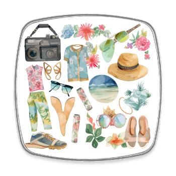 Aquarell Reise Clipart: Umarme die Essenz von - Viereckiger Kühlschrankmagnet - Weiß - Vorne