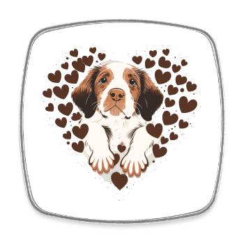 Puppy Paw Heart: A Funny Cartoon Design - Square fridge magnet - white - Front