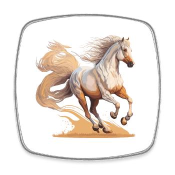 Spirit of Freedom : Œuvre d’art de cheval majestueux - Magnet carré - blanc - Devant