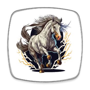 Majestueux et puissant : le cheval se cabre avec une force - Magnet carré - blanc - Devant
