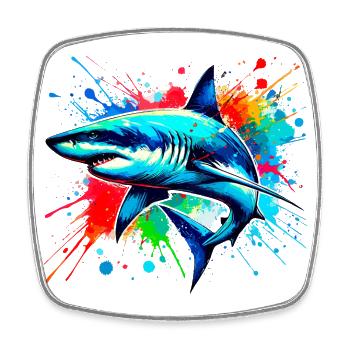 Shark in colorful watercolor - Square fridge magnet - white - Front