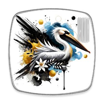 Colorful Watercolor Pelican - Square fridge magnet - white - Front