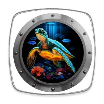 Sea Turtle Animal - 2 - Square fridge magnet - white - Front