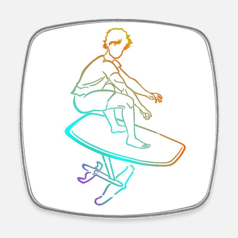 Foil Foiling Wing Sling Surf - Magnet carré - blanc