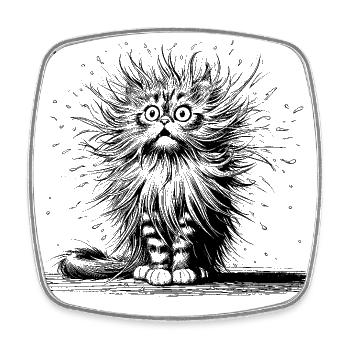 Katze erstaunt, Comic - Viereckiger Kühlschrankmagnet - Weiß - Vorne