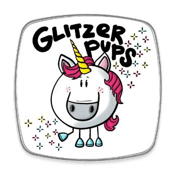 Einhorn Glitzerpups - Viereckiger Kühlschrankmagnet - Weiß - Vorne