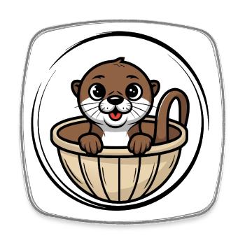 Mignon bébé loutre dans un lit bébé - Magnet carré - blanc - Devant