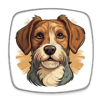 Dog in comic retro style - Square fridge magnet - white - Front