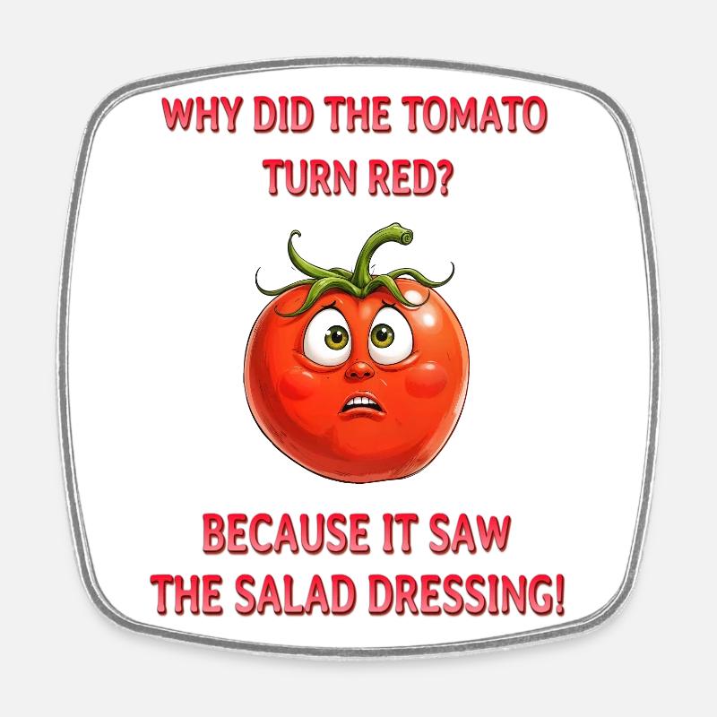 An embarrassed tomato - Square fridge magnet - white