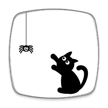 Cute but creepy: cartoon kitten - Square fridge magnet - white - Front